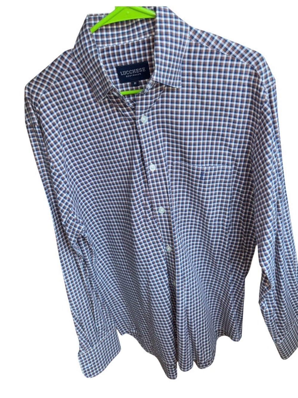 Lucchese Blue and Brown Check Long-Sleeve Button Down Shirt